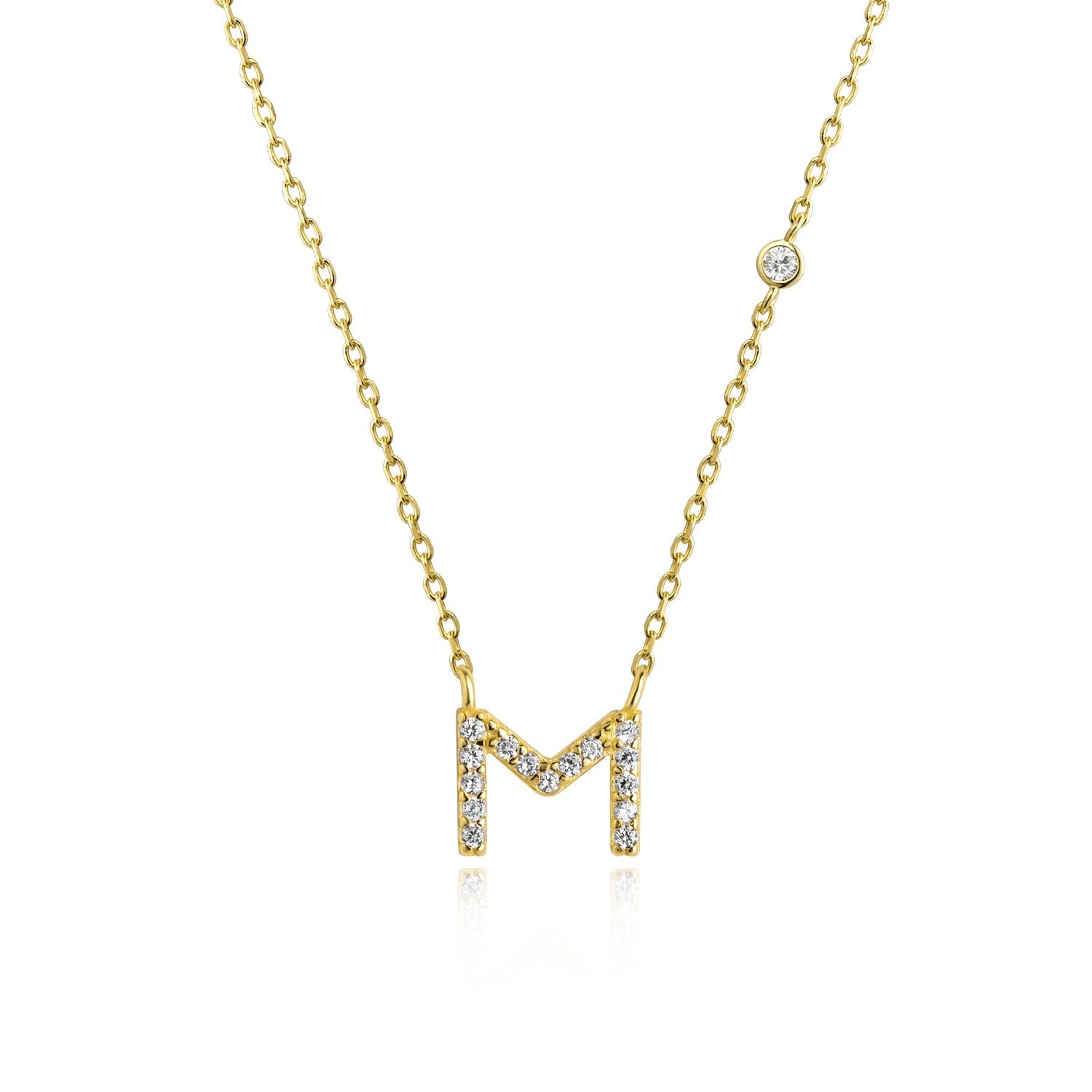 925 Sterling Silver Gold Small 26 Letters A - Z Zircon CZ Pendant Monogram Necklace Me 2020 Initial Alphabet M A Jewelry - LEIDAI