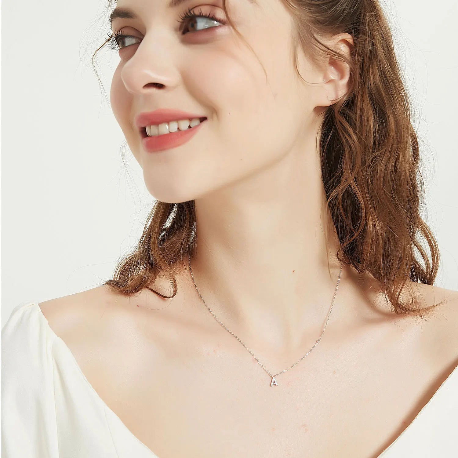 925 Sterling Silver Gold Small 26 Letters A - Z Zircon CZ Pendant Monogram Necklace Me 2020 Initial Alphabet M A Jewelry - LEIDAI
