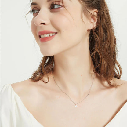 925 Sterling Silver Gold Small 26 Letters A - Z Zircon CZ Pendant Monogram Necklace Me 2020 Initial Alphabet M A Jewelry - LEIDAI
