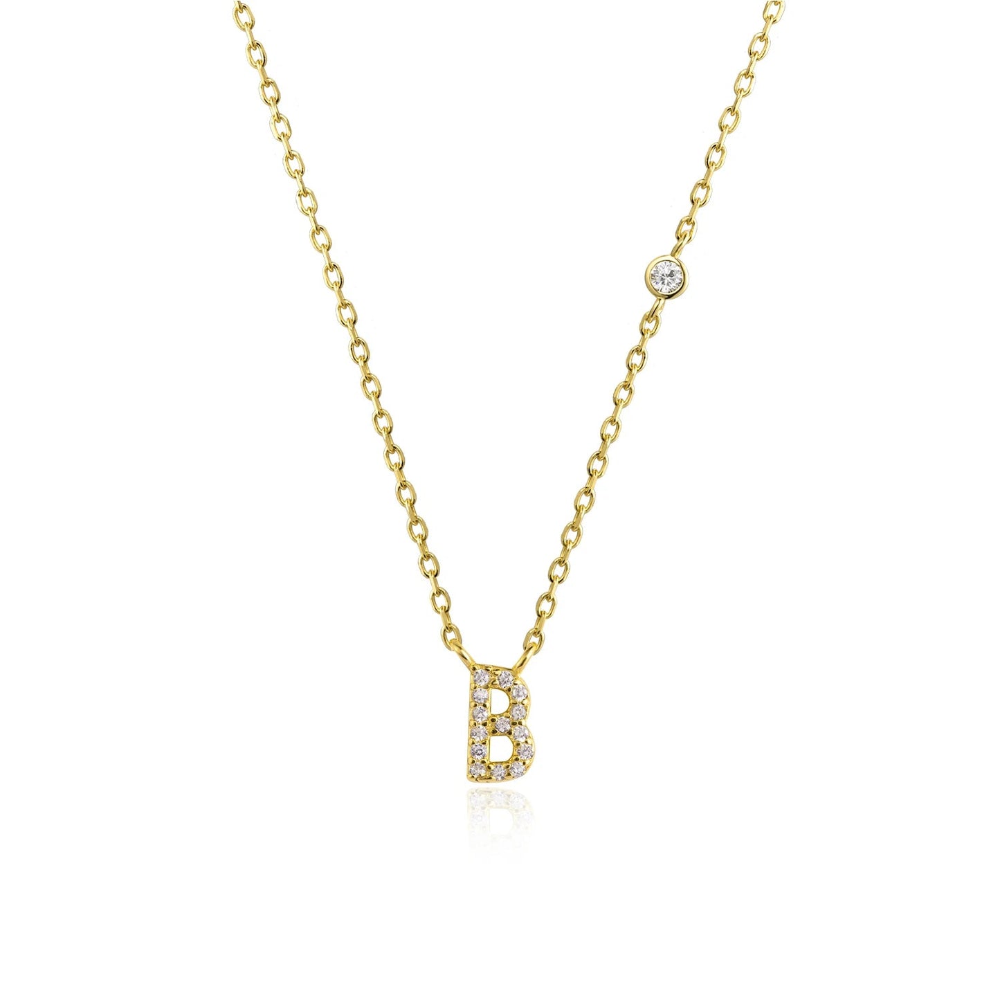 925 Sterling Silver Gold Small 26 Letters A - Z Zircon CZ Pendant Monogram Necklace Me 2020 Initial Alphabet M A Jewelry - LEIDAI