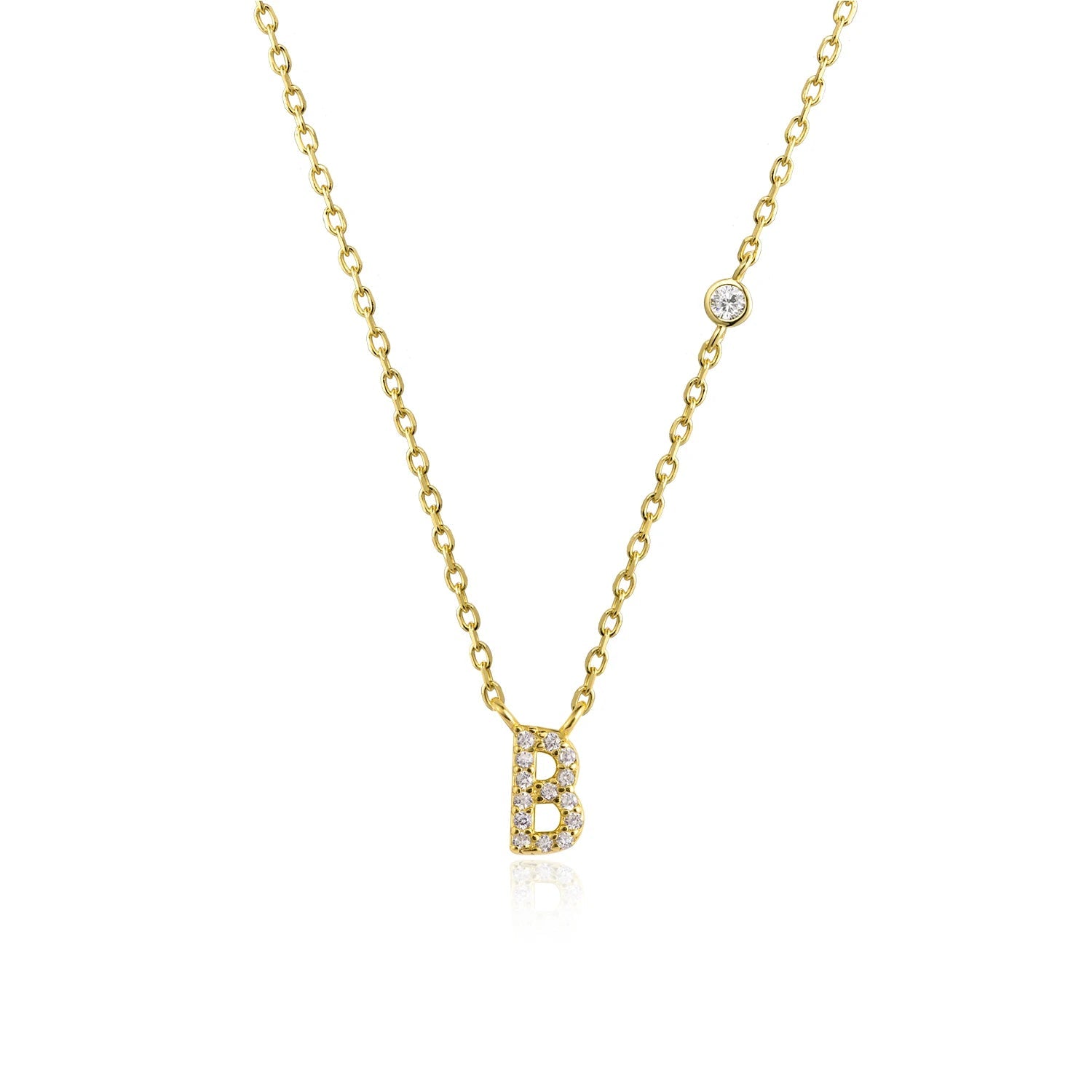 925 Sterling Silver Gold Small 26 Letters A - Z Zircon CZ Pendant Monogram Necklace Me 2020 Initial Alphabet M A Jewelry - LEIDAI