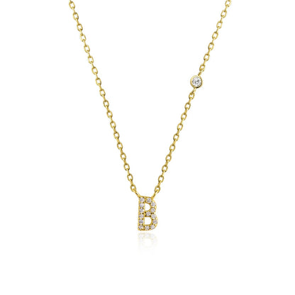 925 Sterling Silver Gold Small 26 Letters A - Z Zircon CZ Pendant Monogram Necklace Me 2020 Initial Alphabet M A Jewelry - LEIDAI