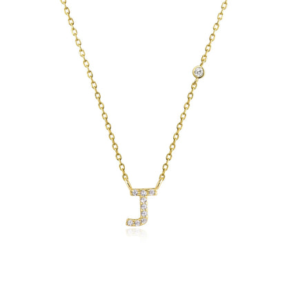 925 Sterling Silver Gold Small 26 Letters A - Z Zircon CZ Pendant Monogram Necklace Me 2020 Initial Alphabet M A Jewelry - LEIDAI