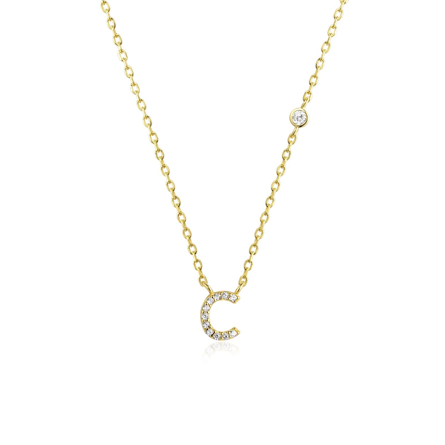 925 Sterling Silver Gold Small 26 Letters A - Z Zircon CZ Pendant Monogram Necklace Me 2020 Initial Alphabet M A Jewelry - LEIDAI