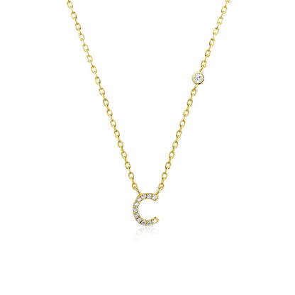 925 Sterling Silver Gold Small 26 Letters A - Z Zircon CZ Pendant Monogram Necklace Me 2020 Initial Alphabet M A Jewelry - LEIDAI