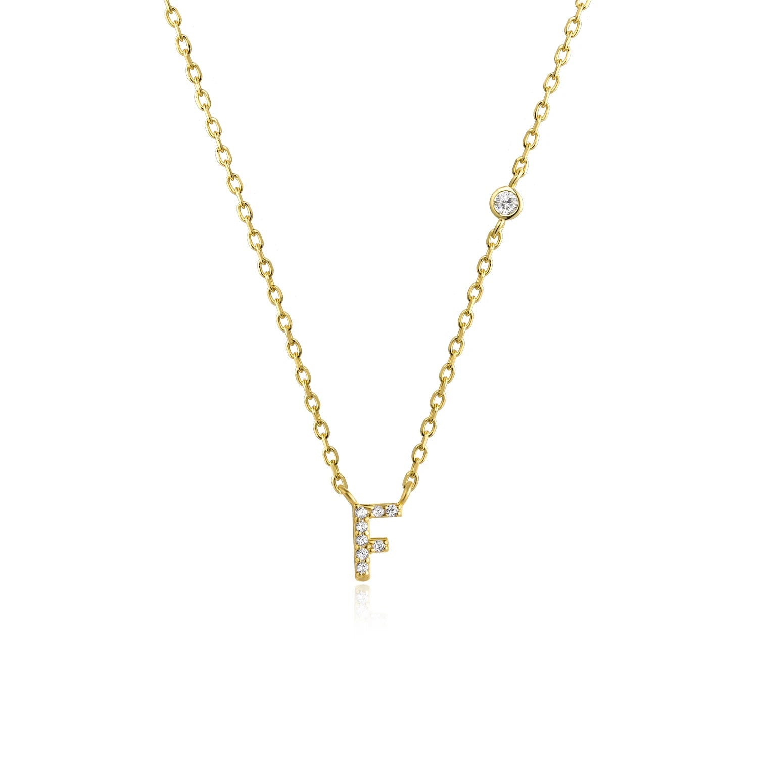 925 Sterling Silver Gold Small 26 Letters A - Z Zircon CZ Pendant Monogram Necklace Me 2020 Initial Alphabet M A Jewelry - LEIDAI