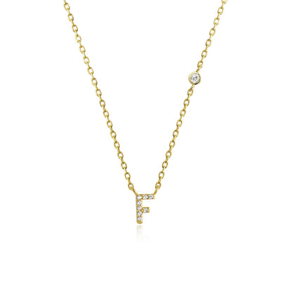 925 Sterling Silver Gold Small 26 Letters A - Z Zircon CZ Pendant Monogram Necklace Me 2020 Initial Alphabet M A Jewelry - LEIDAI
