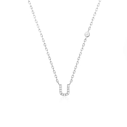 925 Sterling Silver Gold Small 26 Letters A - Z Zircon CZ Pendant Monogram Necklace Me 2020 Initial Alphabet M A Jewelry - LEIDAI