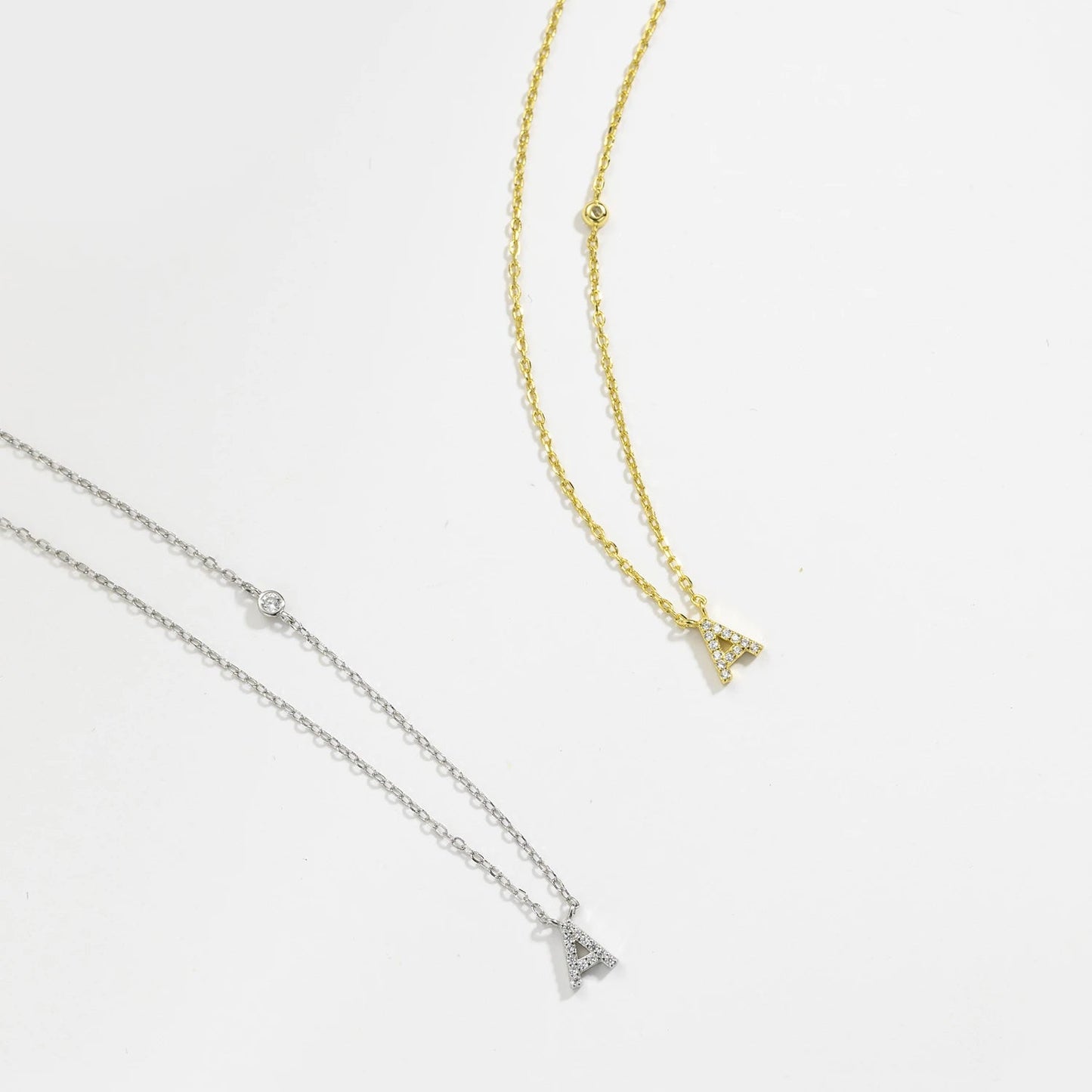 925 Sterling Silver Gold Small 26 Letters A - Z Zircon CZ Pendant Monogram Necklace Me 2020 Initial Alphabet M A Jewelry - LEIDAI