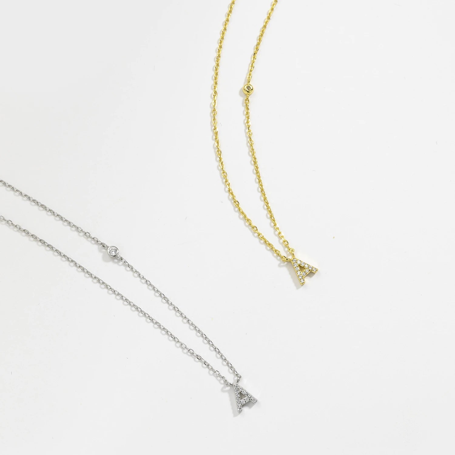 925 Sterling Silver Gold Small 26 Letters A - Z Zircon CZ Pendant Monogram Necklace Me 2020 Initial Alphabet M A Jewelry - LEIDAI