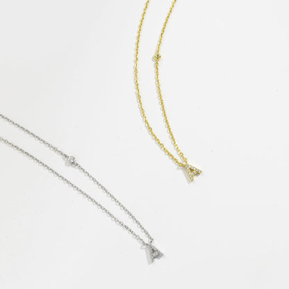 925 Sterling Silver Gold Small 26 Letters A - Z Zircon CZ Pendant Monogram Necklace Me 2020 Initial Alphabet M A Jewelry - LEIDAI