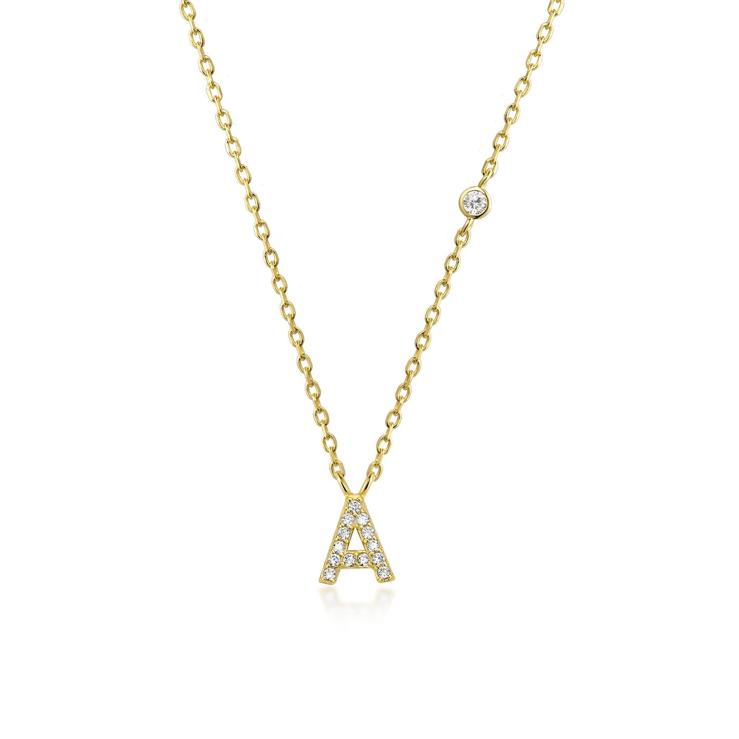 925 Sterling Silver Gold Small 26 Letters A - Z Zircon CZ Pendant Monogram Necklace Me 2020 Initial Alphabet M A Jewelry - LEIDAI