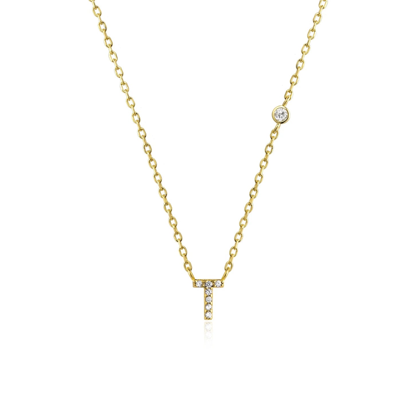925 Sterling Silver Gold Small 26 Letters A - Z Zircon CZ Pendant Monogram Necklace Me 2020 Initial Alphabet M A Jewelry - LEIDAI