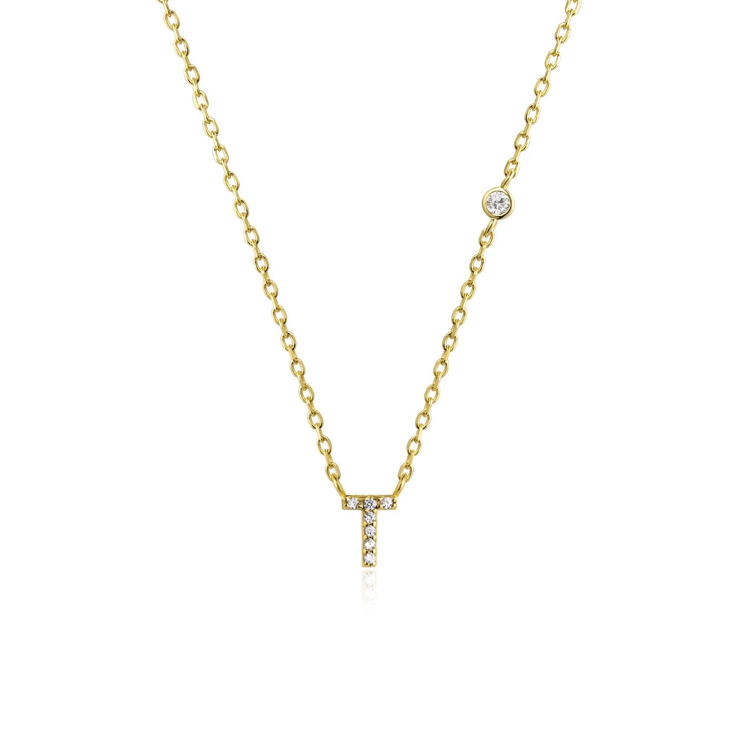 925 Sterling Silver Gold Small 26 Letters A - Z Zircon CZ Pendant Monogram Necklace Me 2020 Initial Alphabet M A Jewelry - LEIDAI