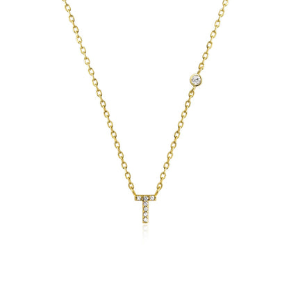 925 Sterling Silver Gold Small 26 Letters A - Z Zircon CZ Pendant Monogram Necklace Me 2020 Initial Alphabet M A Jewelry - LEIDAI