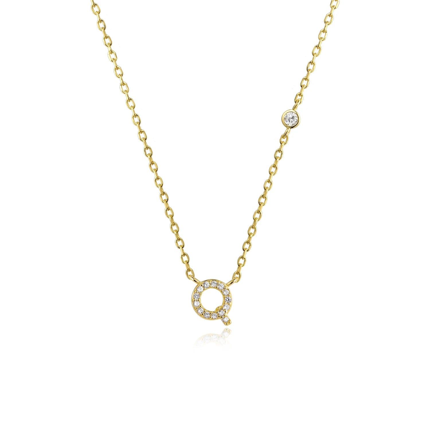 925 Sterling Silver Gold Small 26 Letters A - Z Zircon CZ Pendant Monogram Necklace Me 2020 Initial Alphabet M A Jewelry - LEIDAI