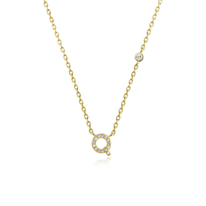 925 Sterling Silver Gold Small 26 Letters A - Z Zircon CZ Pendant Monogram Necklace Me 2020 Initial Alphabet M A Jewelry - LEIDAI