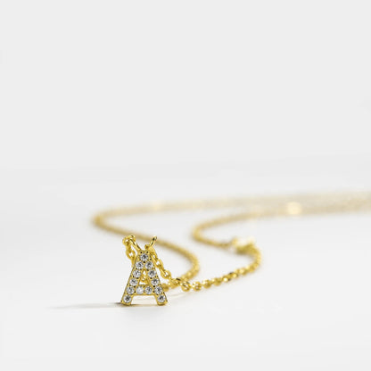 925 Sterling Silver Gold Small 26 Letters A - Z Zircon CZ Pendant Monogram Necklace Me 2020 Initial Alphabet M A Jewelry - LEIDAI