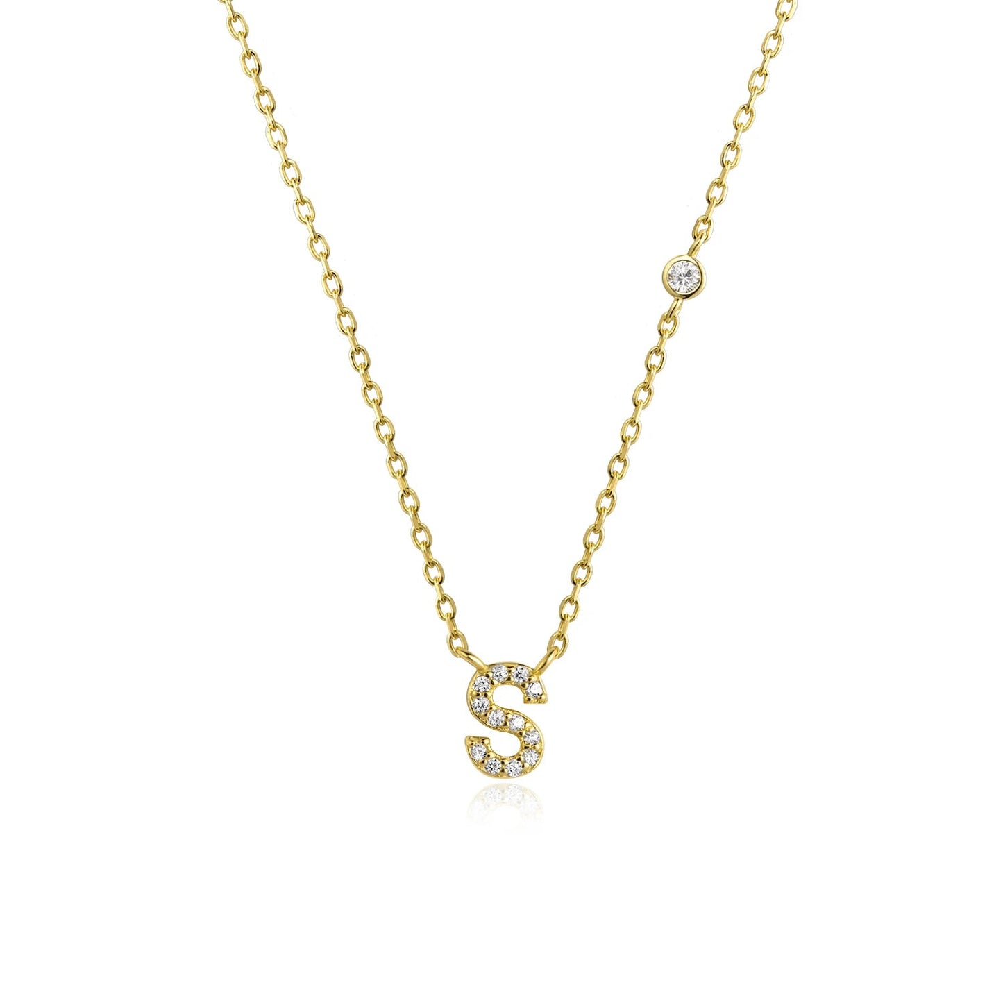 925 Sterling Silver Gold Small 26 Letters A - Z Zircon CZ Pendant Monogram Necklace Me 2020 Initial Alphabet M A Jewelry - LEIDAI