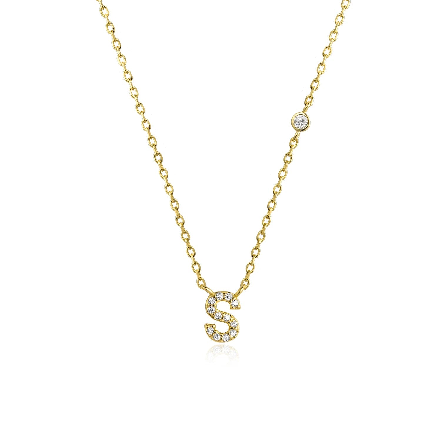 925 Sterling Silver Gold Small 26 Letters A - Z Zircon CZ Pendant Monogram Necklace Me 2020 Initial Alphabet M A Jewelry - LEIDAI