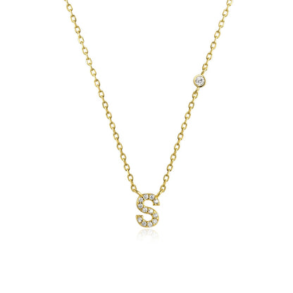 925 Sterling Silver Gold Small 26 Letters A - Z Zircon CZ Pendant Monogram Necklace Me 2020 Initial Alphabet M A Jewelry - LEIDAI