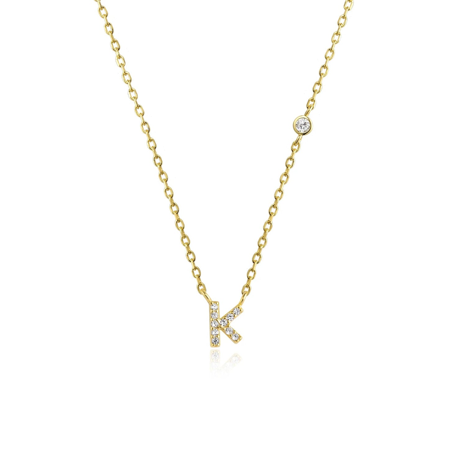 925 Sterling Silver Gold Small 26 Letters A - Z Zircon CZ Pendant Monogram Necklace Me 2020 Initial Alphabet M A Jewelry - LEIDAI