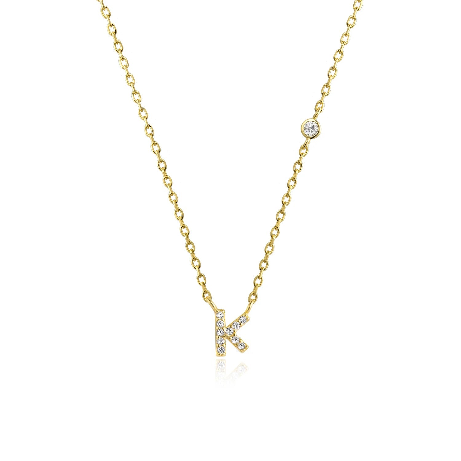 925 Sterling Silver Gold Small 26 Letters A - Z Zircon CZ Pendant Monogram Necklace Me 2020 Initial Alphabet M A Jewelry - LEIDAI