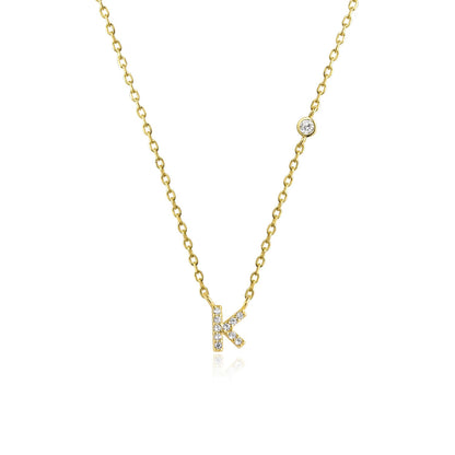 925 Sterling Silver Gold Small 26 Letters A - Z Zircon CZ Pendant Monogram Necklace Me 2020 Initial Alphabet M A Jewelry - LEIDAI