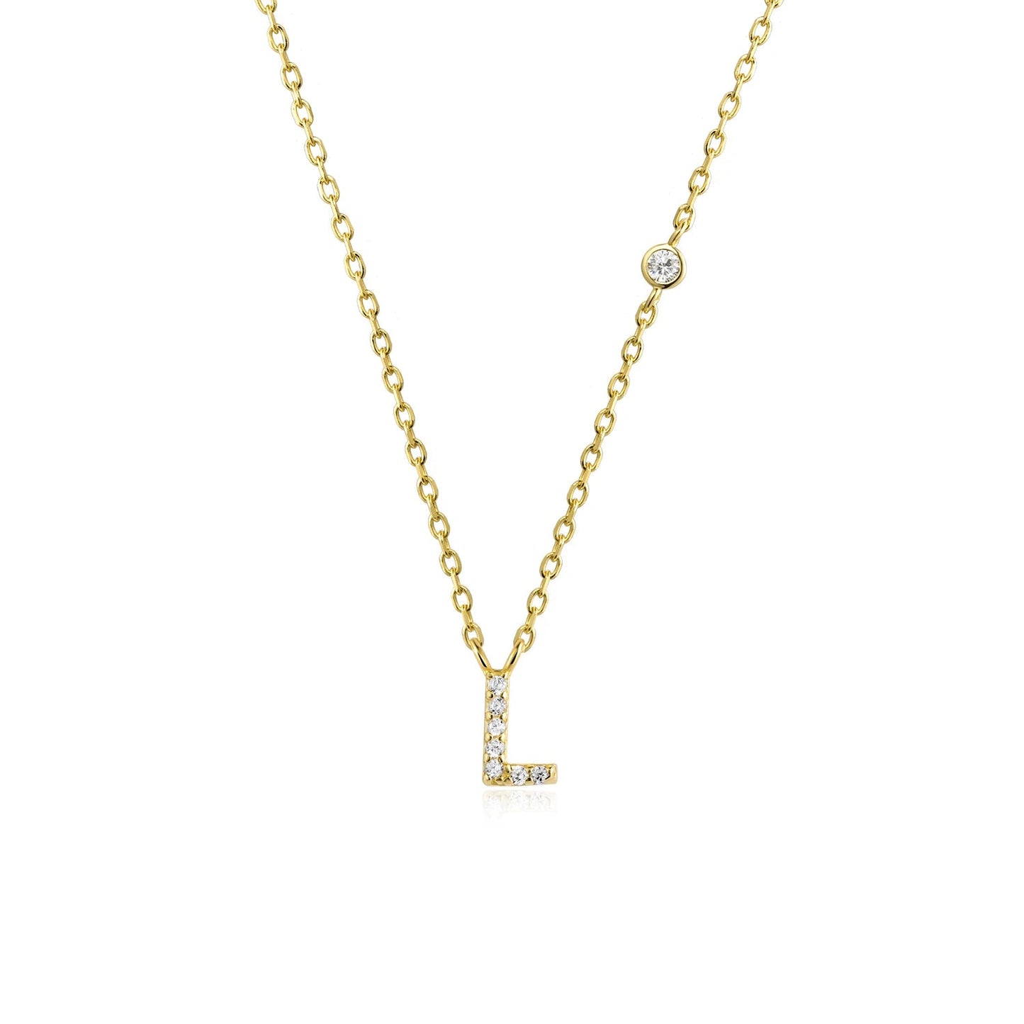 925 Sterling Silver Gold Small 26 Letters A - Z Zircon CZ Pendant Monogram Necklace Me 2020 Initial Alphabet M A Jewelry - LEIDAI