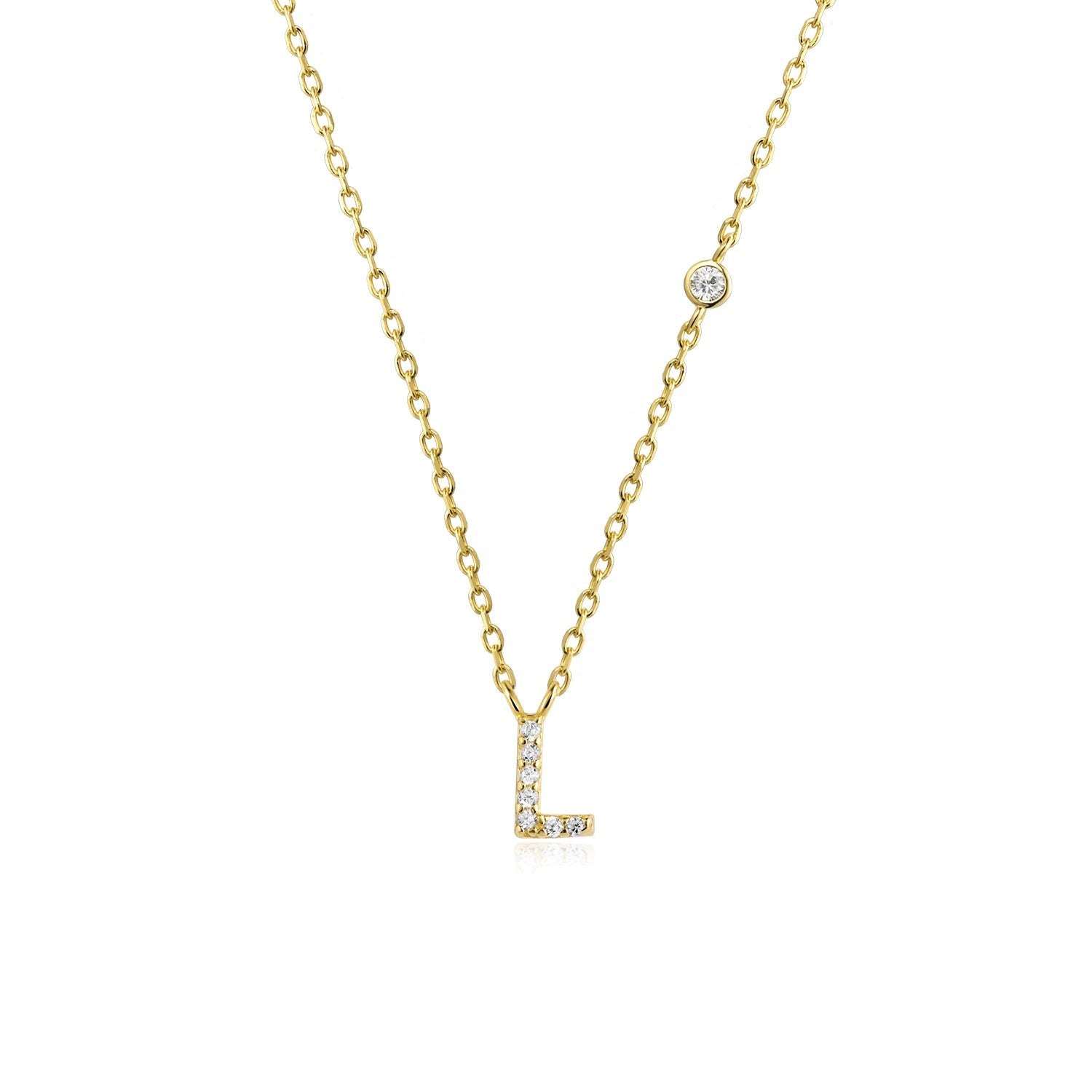 925 Sterling Silver Gold Small 26 Letters A - Z Zircon CZ Pendant Monogram Necklace Me 2020 Initial Alphabet M A Jewelry - LEIDAI
