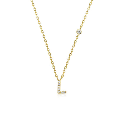 925 Sterling Silver Gold Small 26 Letters A - Z Zircon CZ Pendant Monogram Necklace Me 2020 Initial Alphabet M A Jewelry - LEIDAI