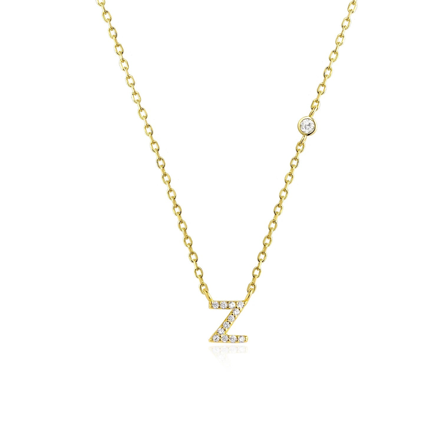 925 Sterling Silver Gold Small 26 Letters A - Z Zircon CZ Pendant Monogram Necklace Me 2020 Initial Alphabet M A Jewelry - LEIDAI