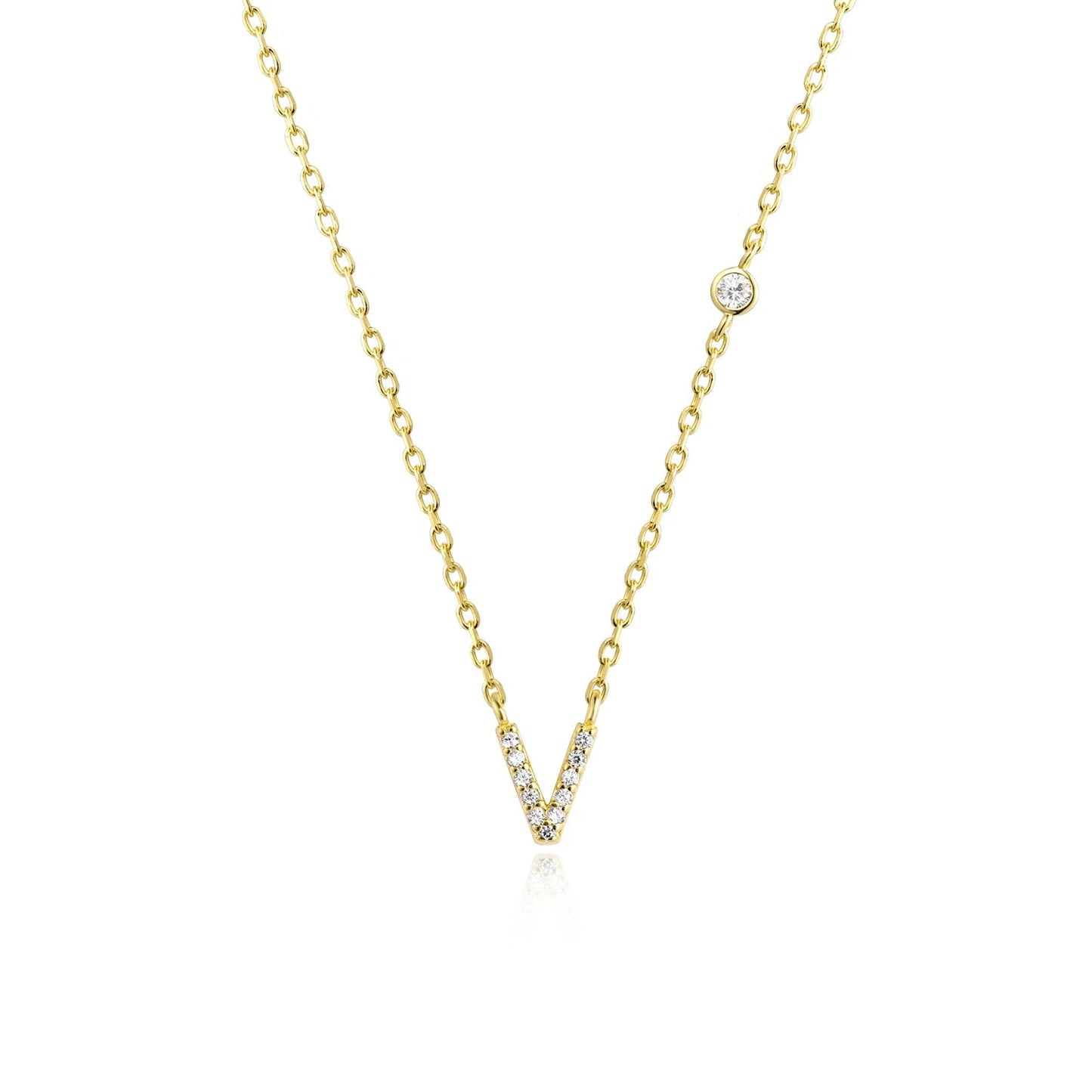 925 Sterling Silver Gold Small 26 Letters A - Z Zircon CZ Pendant Monogram Necklace Me 2020 Initial Alphabet M A Jewelry - LEIDAI