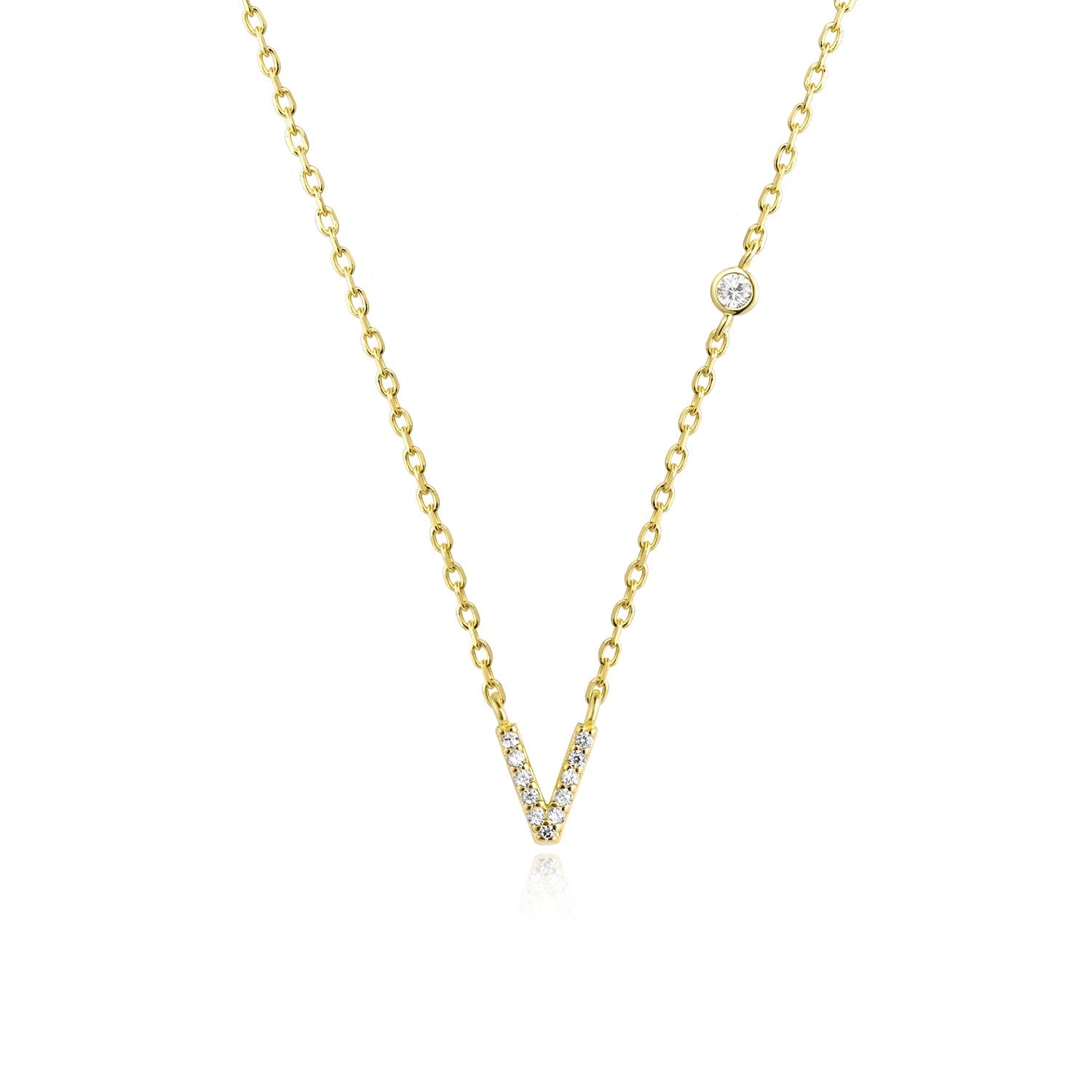 925 Sterling Silver Gold Small 26 Letters A - Z Zircon CZ Pendant Monogram Necklace Me 2020 Initial Alphabet M A Jewelry - LEIDAI