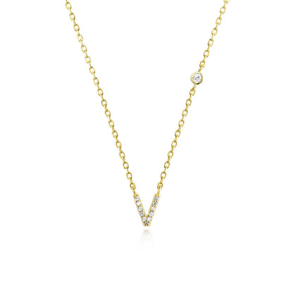 925 Sterling Silver Gold Small 26 Letters A - Z Zircon CZ Pendant Monogram Necklace Me 2020 Initial Alphabet M A Jewelry - LEIDAI