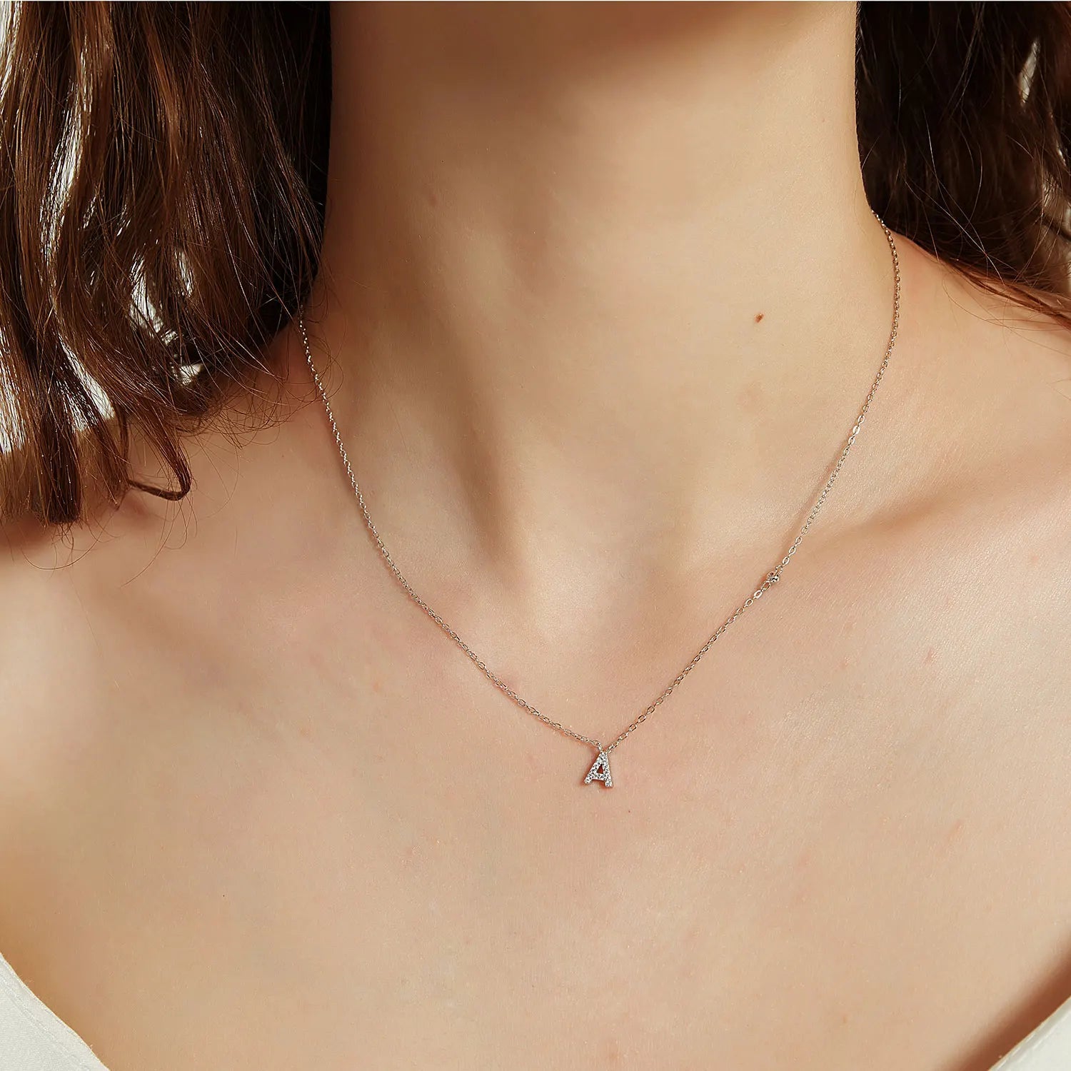 925 Sterling Silver Gold Small 26 Letters A - Z Zircon CZ Pendant Monogram Necklace Me 2020 Initial Alphabet M A Jewelry - LEIDAI
