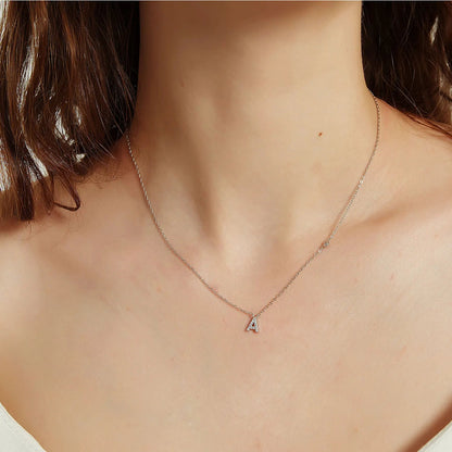 925 Sterling Silver Gold Small 26 Letters A - Z Zircon CZ Pendant Monogram Necklace Me 2020 Initial Alphabet M A Jewelry - LEIDAI