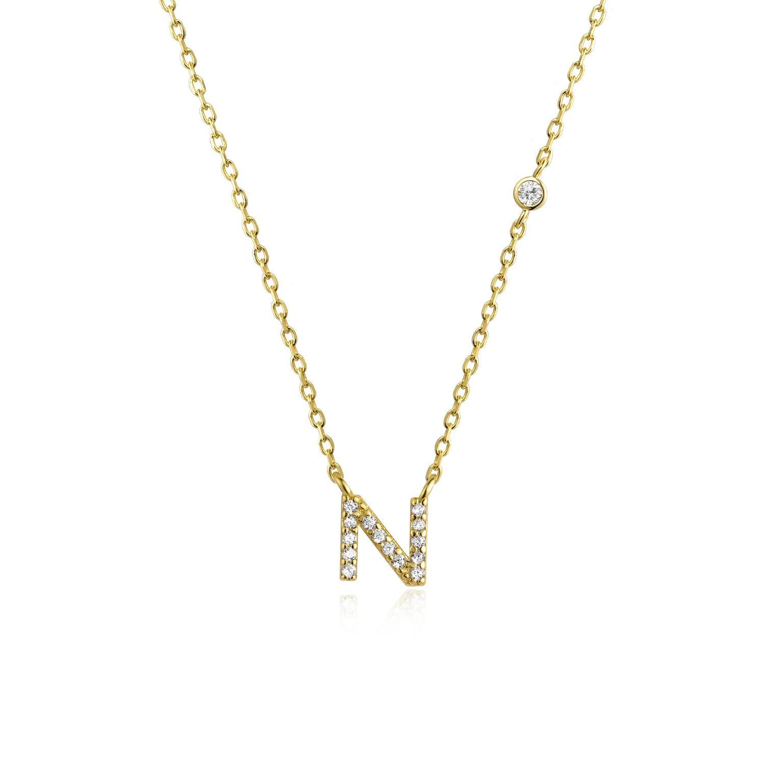 925 Sterling Silver Gold Small 26 Letters A - Z Zircon CZ Pendant Monogram Necklace Me 2020 Initial Alphabet M A Jewelry - LEIDAI