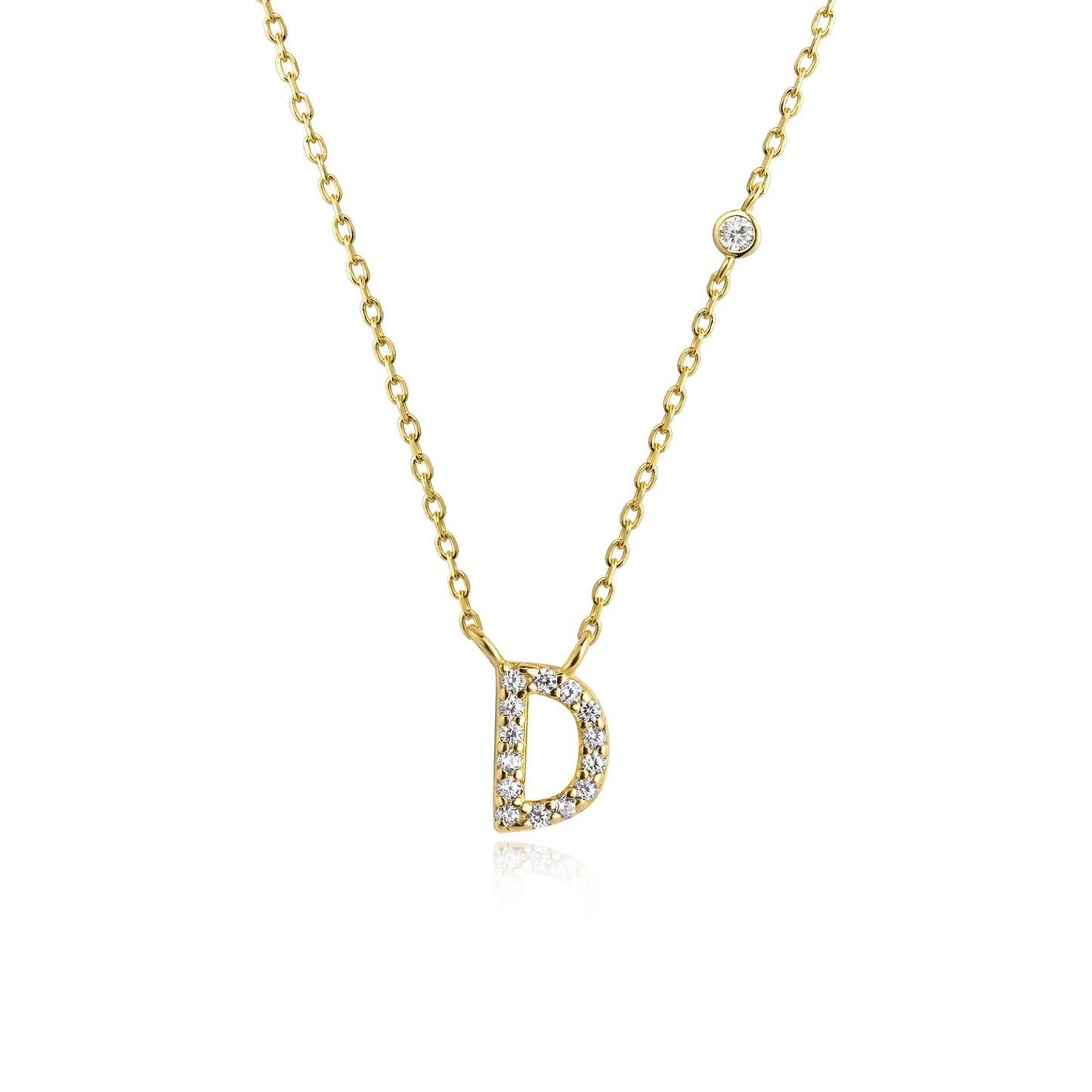925 Sterling Silver Gold Small 26 Letters A - Z Zircon CZ Pendant Monogram Necklace Me 2020 Initial Alphabet M A Jewelry - LEIDAI