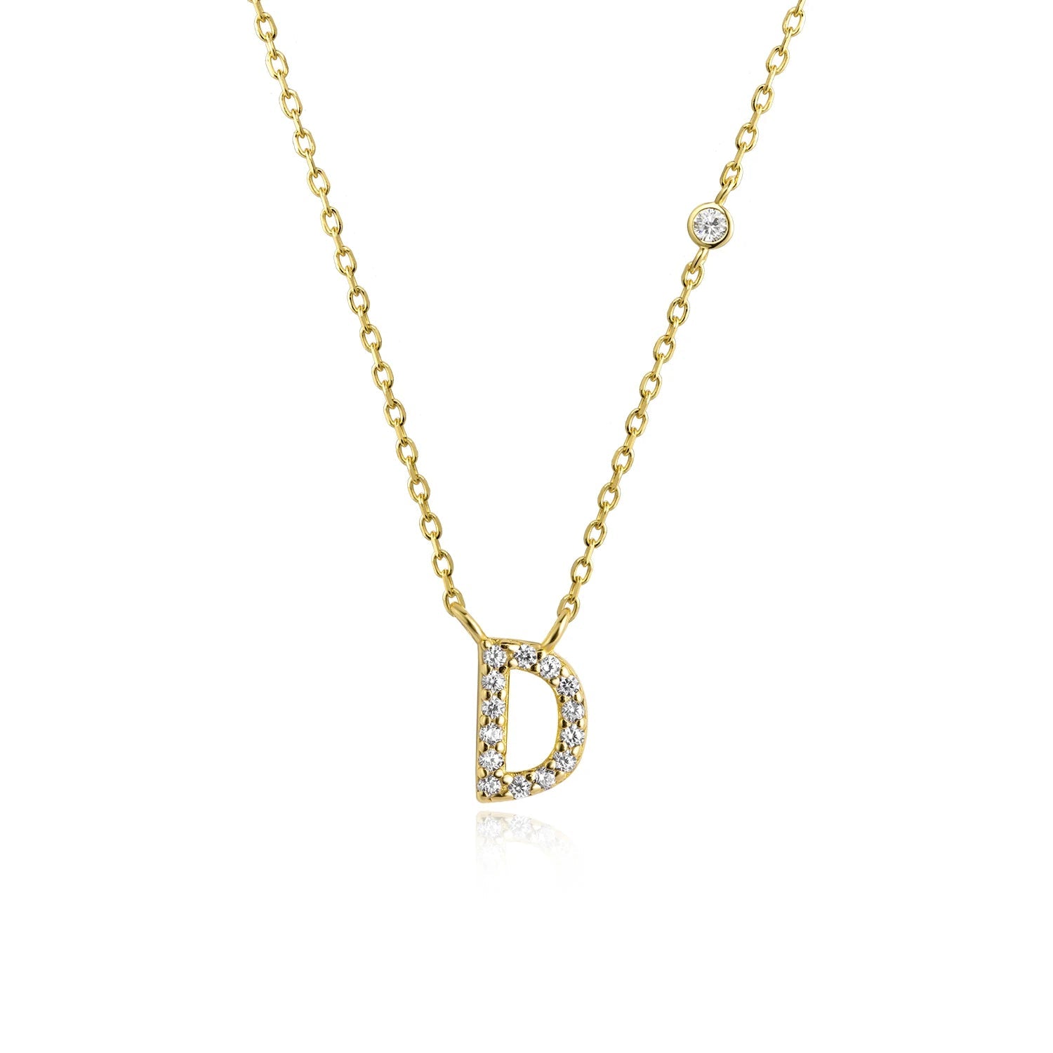 925 Sterling Silver Gold Small 26 Letters A - Z Zircon CZ Pendant Monogram Necklace Me 2020 Initial Alphabet M A Jewelry - LEIDAI