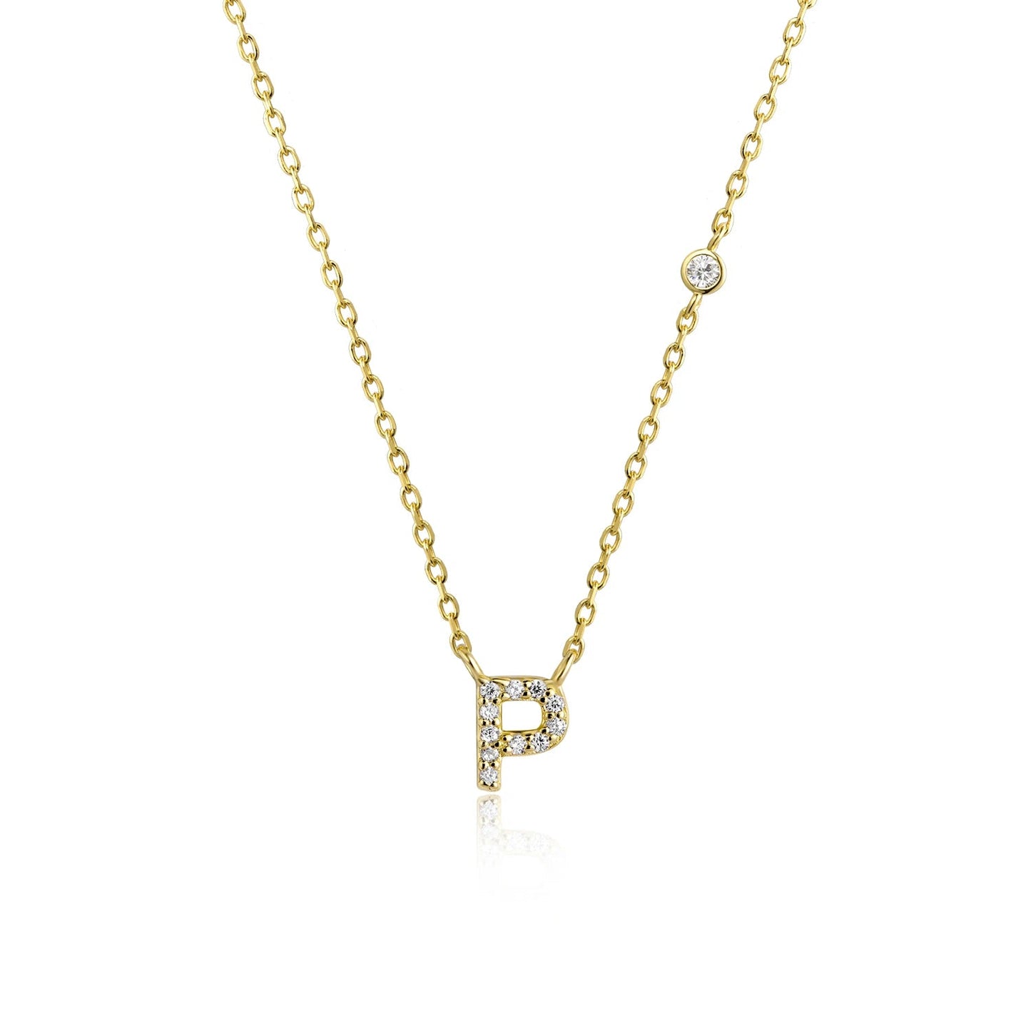 925 Sterling Silver Gold Small 26 Letters A - Z Zircon CZ Pendant Monogram Necklace Me 2020 Initial Alphabet M A Jewelry - LEIDAI