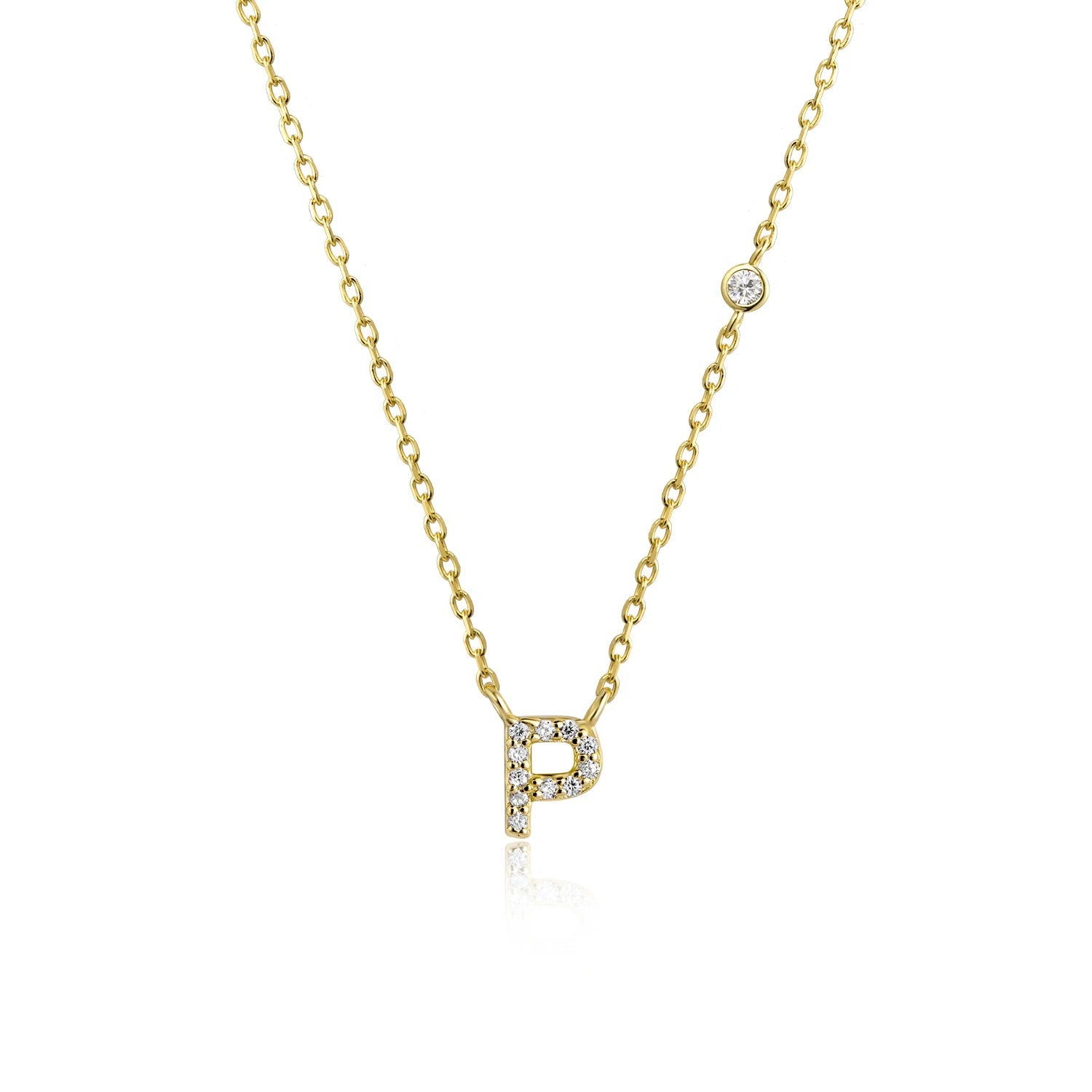 925 Sterling Silver Gold Small 26 Letters A - Z Zircon CZ Pendant Monogram Necklace Me 2020 Initial Alphabet M A Jewelry - LEIDAI