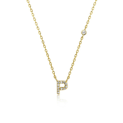 925 Sterling Silver Gold Small 26 Letters A - Z Zircon CZ Pendant Monogram Necklace Me 2020 Initial Alphabet M A Jewelry - LEIDAI