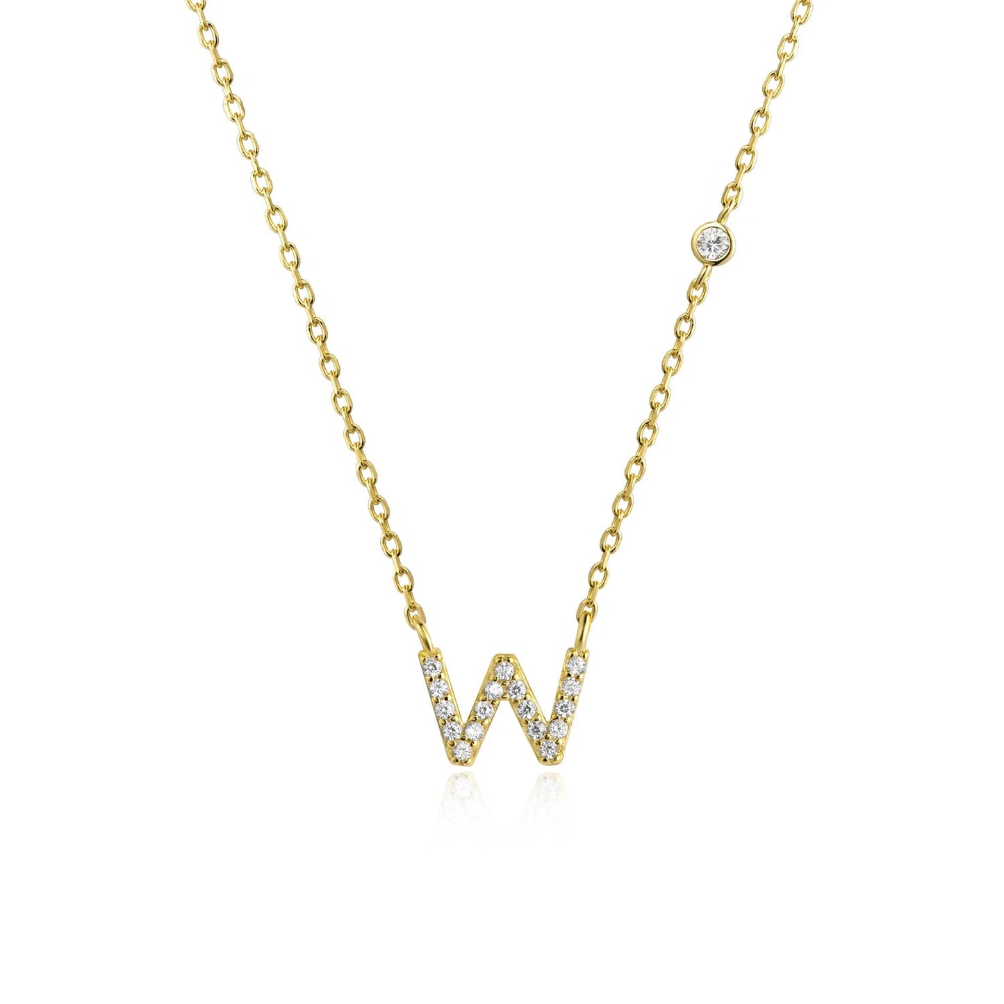 925 Sterling Silver Gold Small 26 Letters A - Z Zircon CZ Pendant Monogram Necklace Me 2020 Initial Alphabet M A Jewelry - LEIDAI