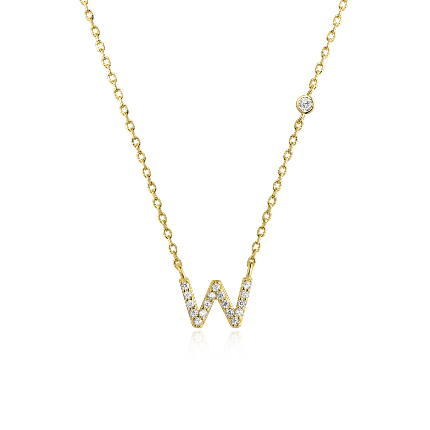925 Sterling Silver Gold Small 26 Letters A - Z Zircon CZ Pendant Monogram Necklace Me 2020 Initial Alphabet M A Jewelry - LEIDAI