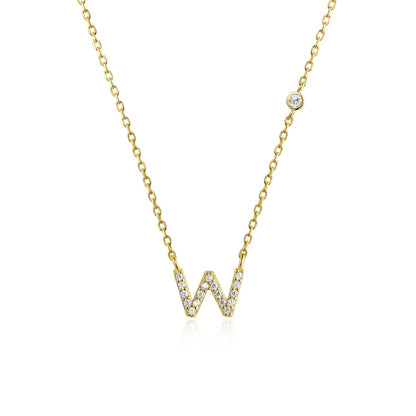 925 Sterling Silver Gold Small 26 Letters A - Z Zircon CZ Pendant Monogram Necklace Me 2020 Initial Alphabet M A Jewelry - LEIDAI