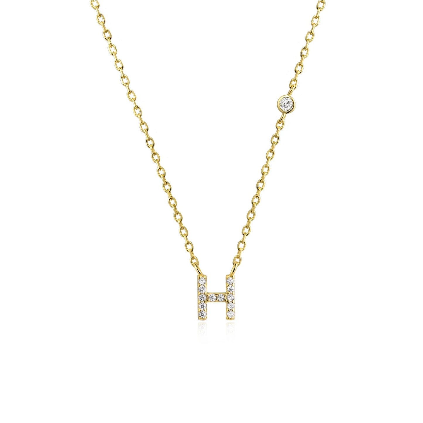 925 Sterling Silver Gold Small 26 Letters A - Z Zircon CZ Pendant Monogram Necklace Me 2020 Initial Alphabet M A Jewelry - LEIDAI