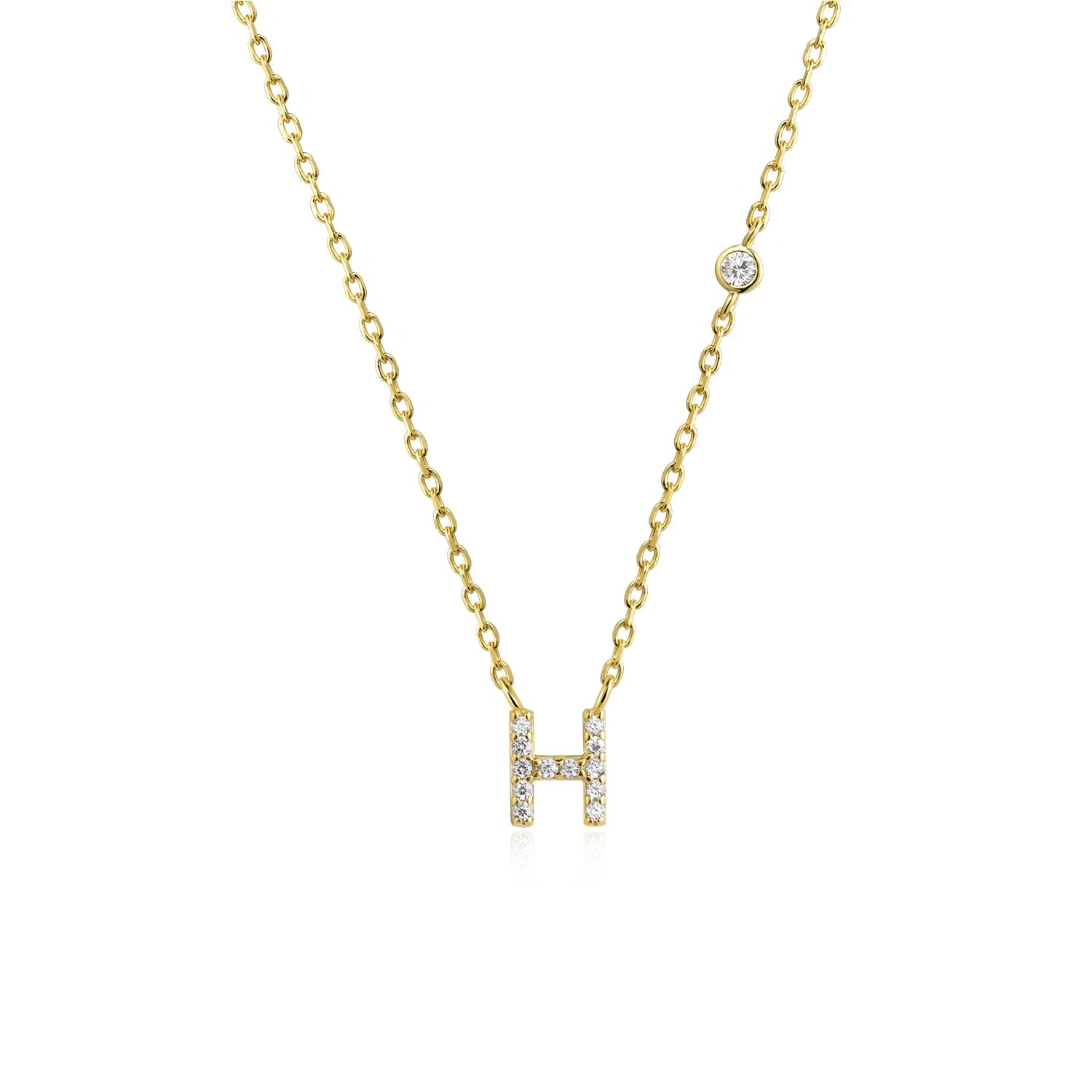 925 Sterling Silver Gold Small 26 Letters A - Z Zircon CZ Pendant Monogram Necklace Me 2020 Initial Alphabet M A Jewelry - LEIDAI