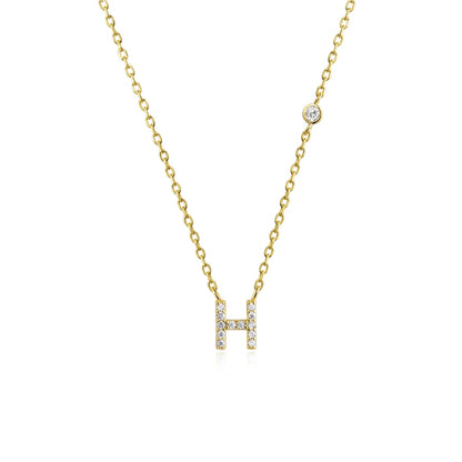 925 Sterling Silver Gold Small 26 Letters A - Z Zircon CZ Pendant Monogram Necklace Me 2020 Initial Alphabet M A Jewelry - LEIDAI