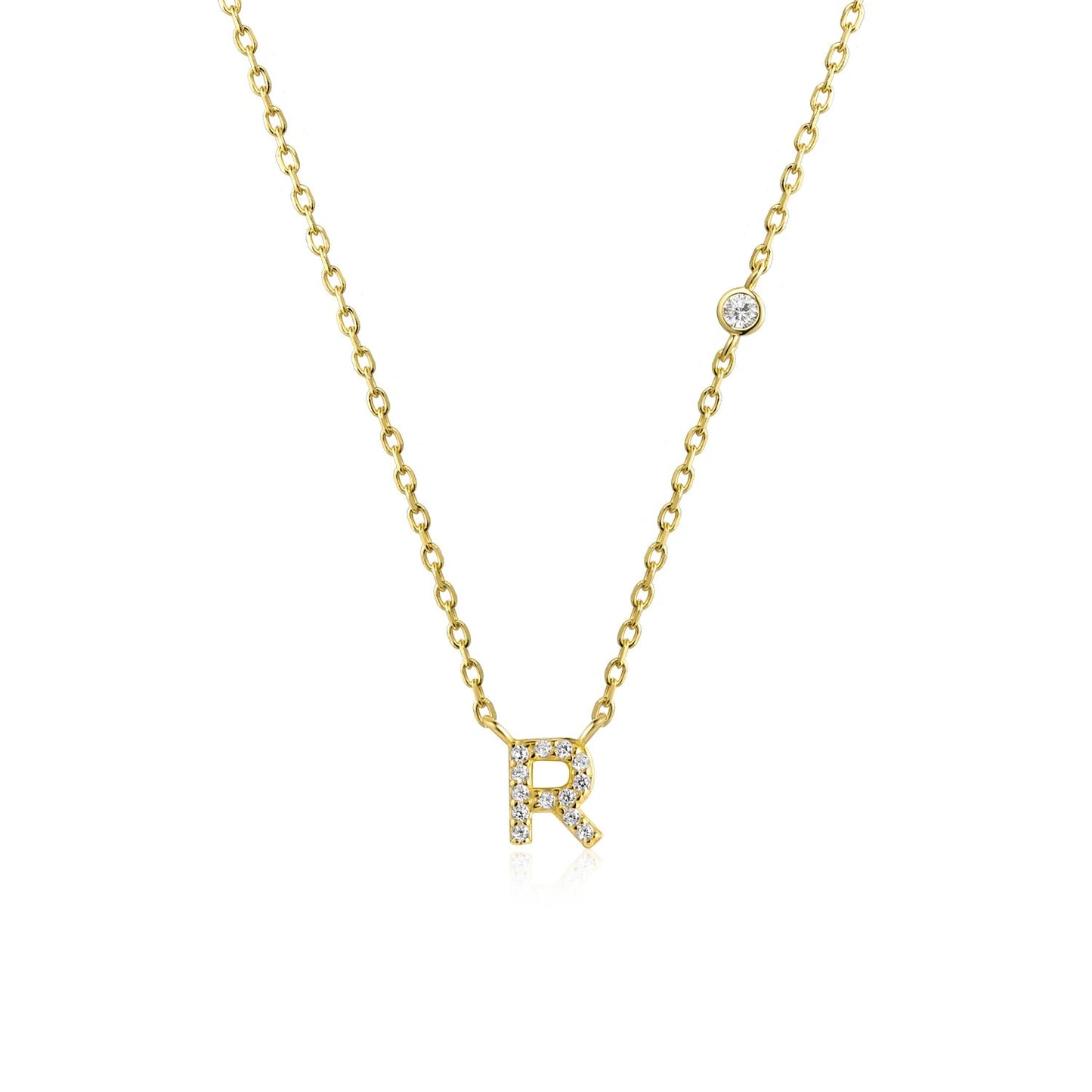 925 Sterling Silver Gold Small 26 Letters A - Z Zircon CZ Pendant Monogram Necklace Me 2020 Initial Alphabet M A Jewelry - LEIDAI